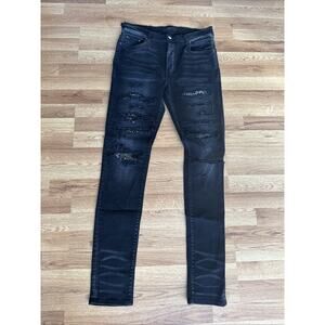 Amiri Men’s Thrasher Bandana Jeans Size 34 Ripped Stone Wash Punk Moto Fit Y2k